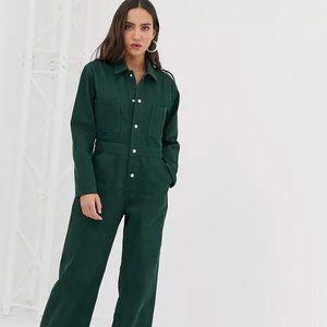 Reclaimed Vintage Denim Boiler Jumpsuit/ Colour: Green/ Size: US 6